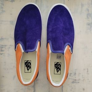 *BRAND NEW* VANS Men's CLASSIC Suede SLIP-ON P&C ROYAL BLUE/APRICOT Off The Wall